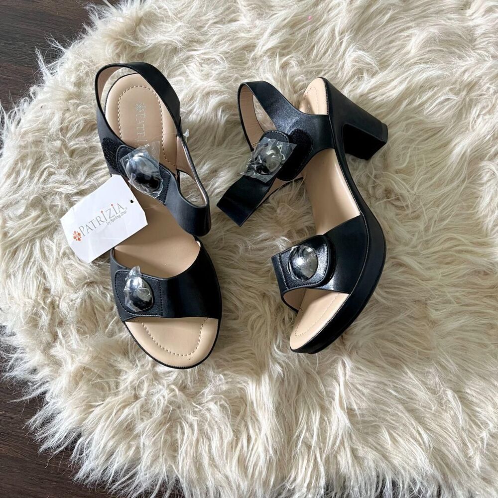 NWT Patrizia by Spring Step Dade black block heel sandals EU 40 US 9